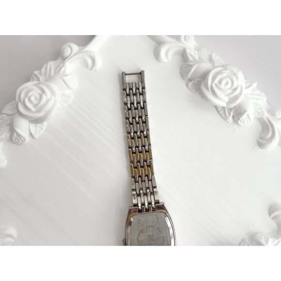 Silver Toned Rounded Bezel Rhinestone Bracelet Vintage Wristwatch 18mm - WORKS! - Picture 7 of 7